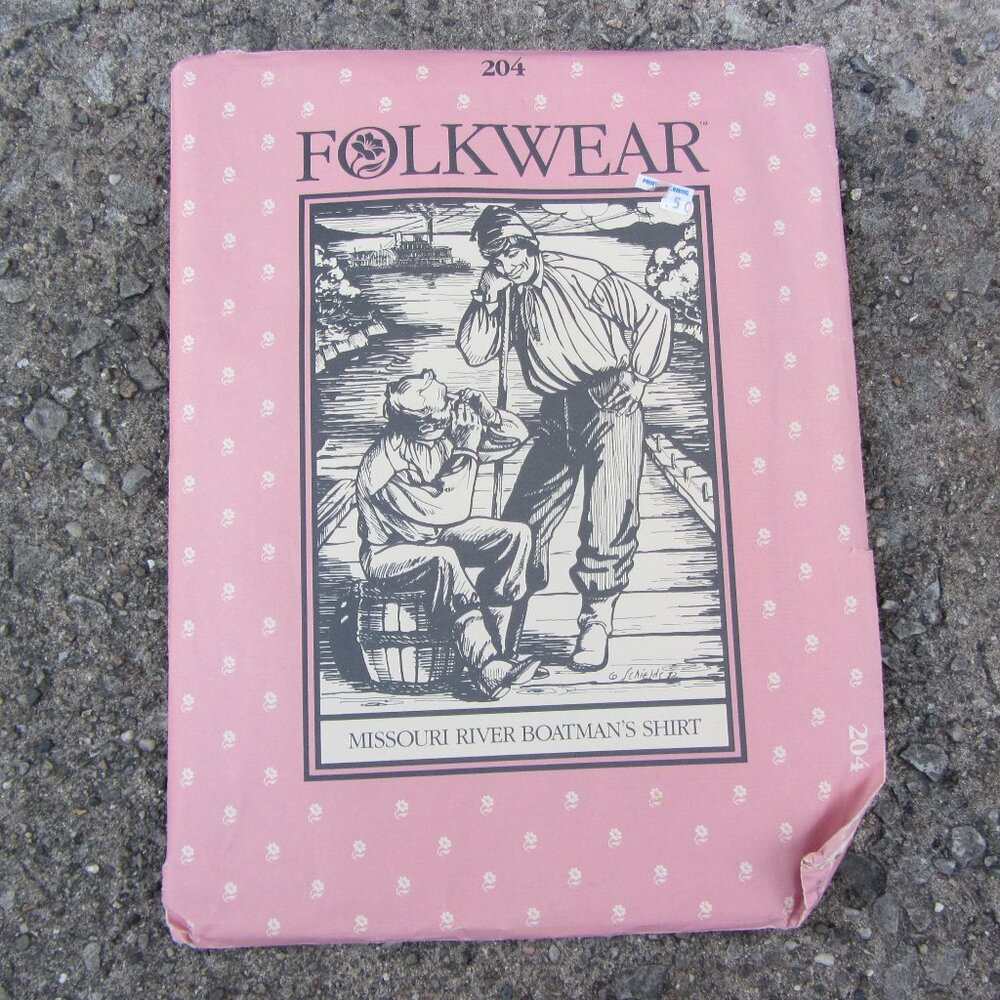 folkwear 204 missouri river boatman's shirt sewing pattern vintage 1982 (CL343)